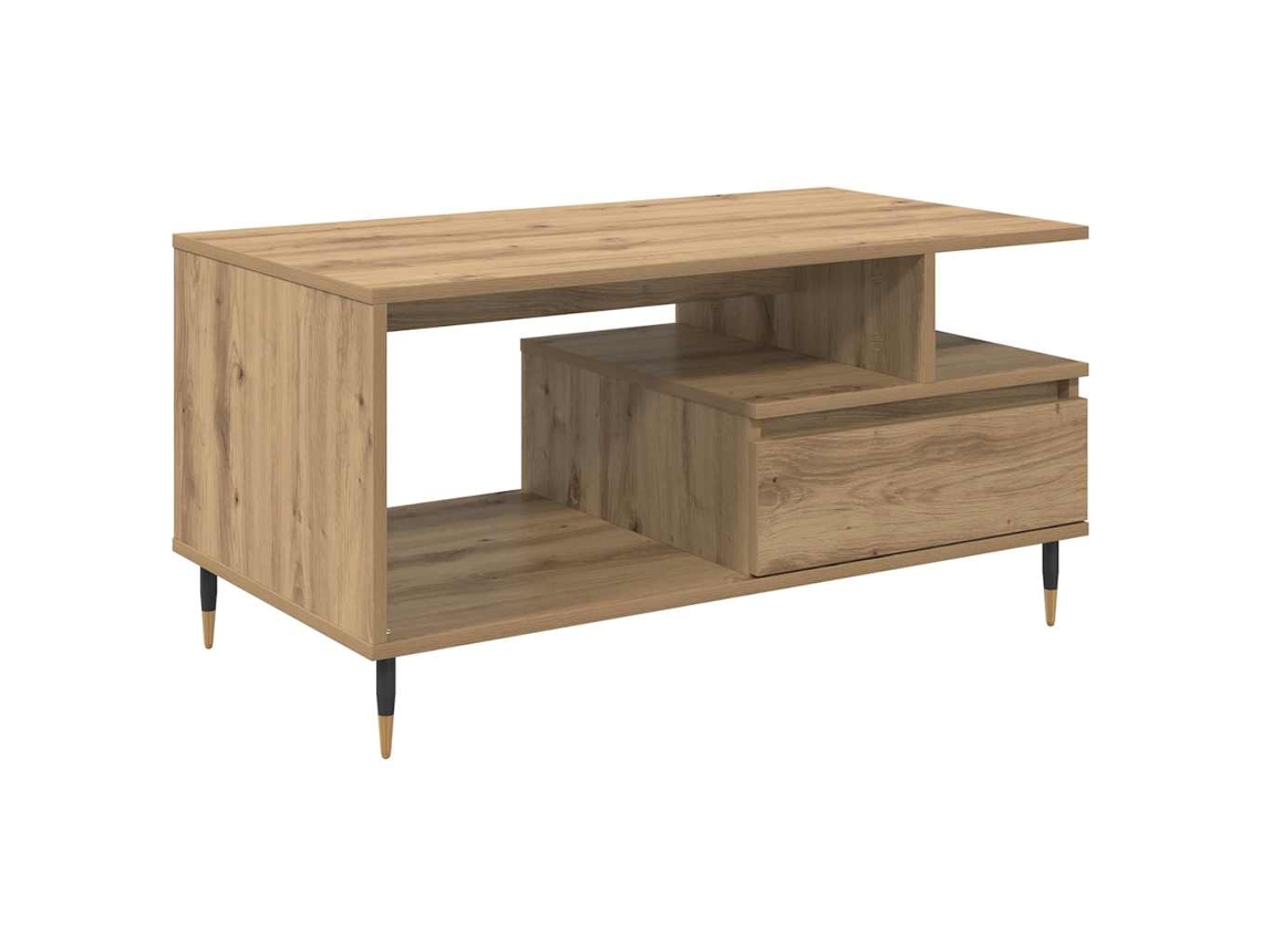 Conjunto de 2 Mesas de Centro com Gaveta Carvalho Artesanal 90x49x45 cm MAISON EXCLUSIVE