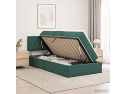 Vidaxl Cama De Armazenamento Led Com Colchão Verde-escuro 90 X 190 Cm