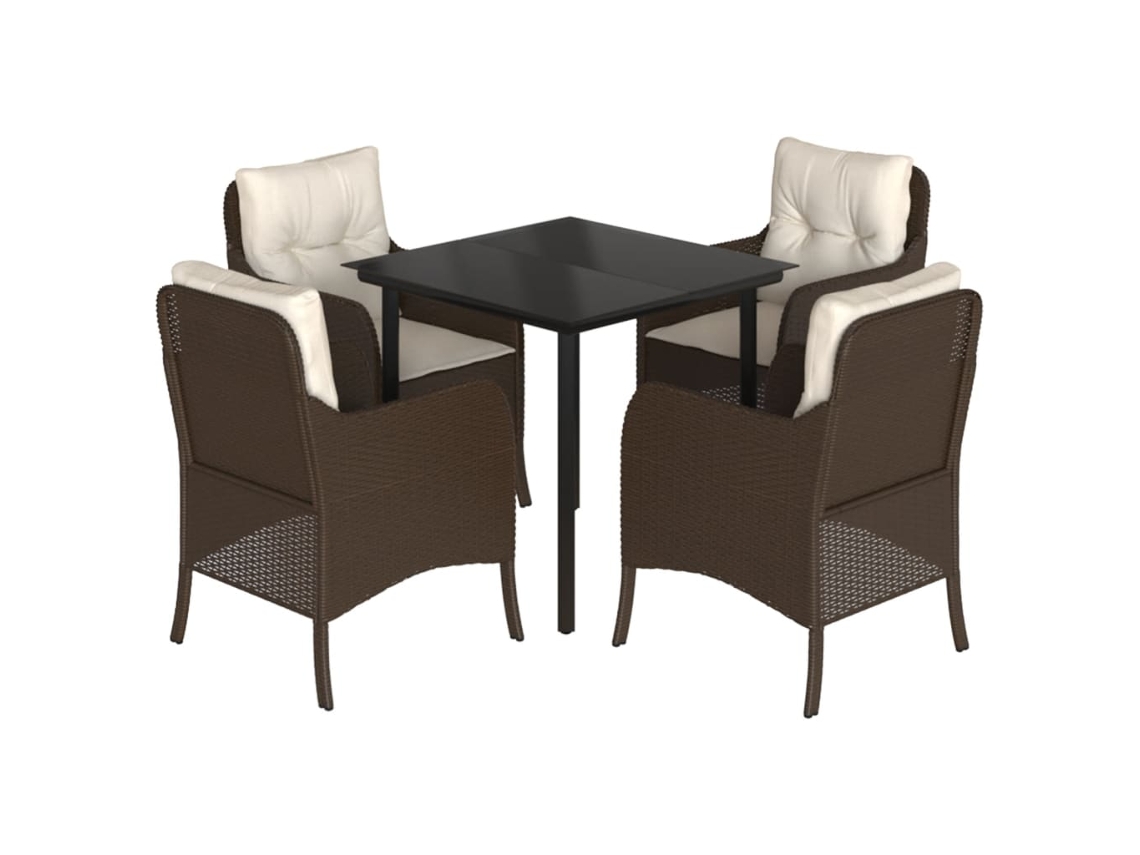 Garden Dining Set, Garden Dining Sets Vidaxl Marrom Rattan / Vime (80 Cm Table Length)