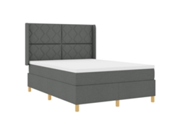 Cama Box Com Colchão & Led Cinza Escuro Vidaxl Tecido (140x200 Cm)