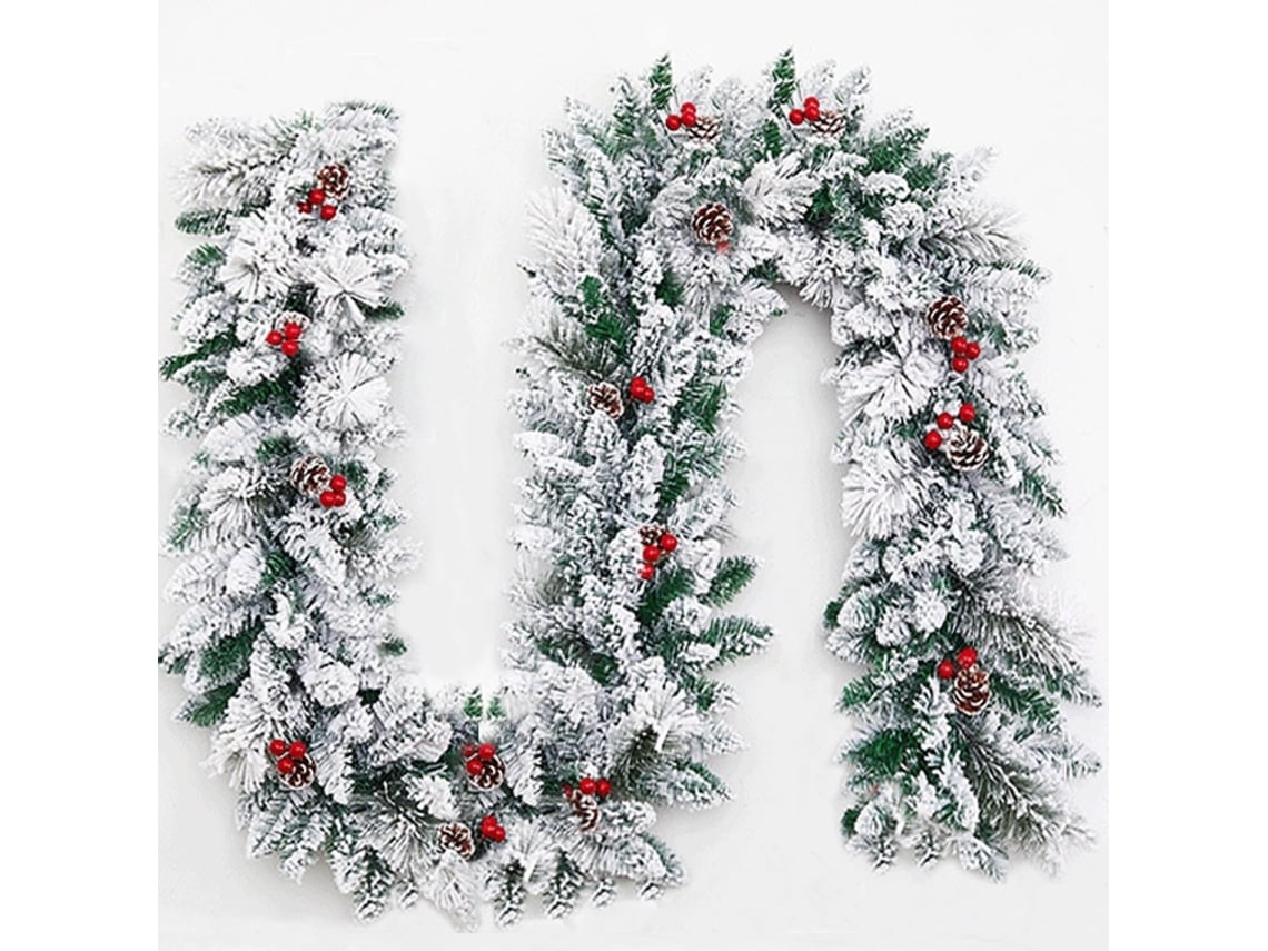 Corona Navideña Blanca Multicolorida, Material de Polietileno, Estampado de Pinhas, 270 Cm* ZYBLSSBB