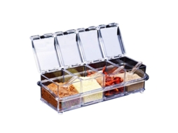 Conjunto De 4 Potes Transparentes Para Condimentos, Tarro De Sal Y Especias Com Colheres E Bandeja Antiderrapante