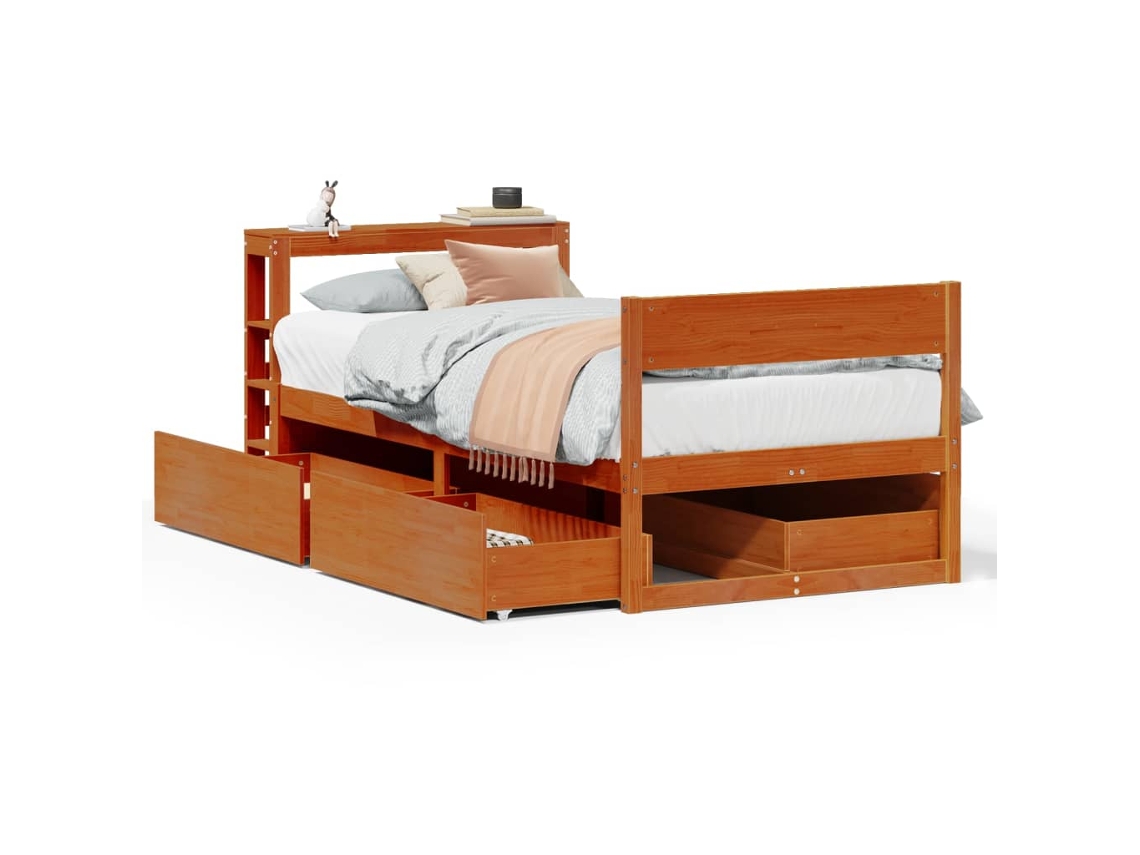 Bed Frame, Bed Frames Vidaxl Marrom Madeira De Pinho (75 X 190 Cm)