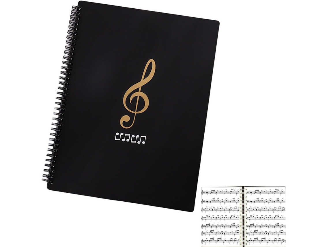 Pasta de Partituras A4 Impermeável, com 60 Bolsos, para Músicos e Bandas, Preta BRILVIBERA