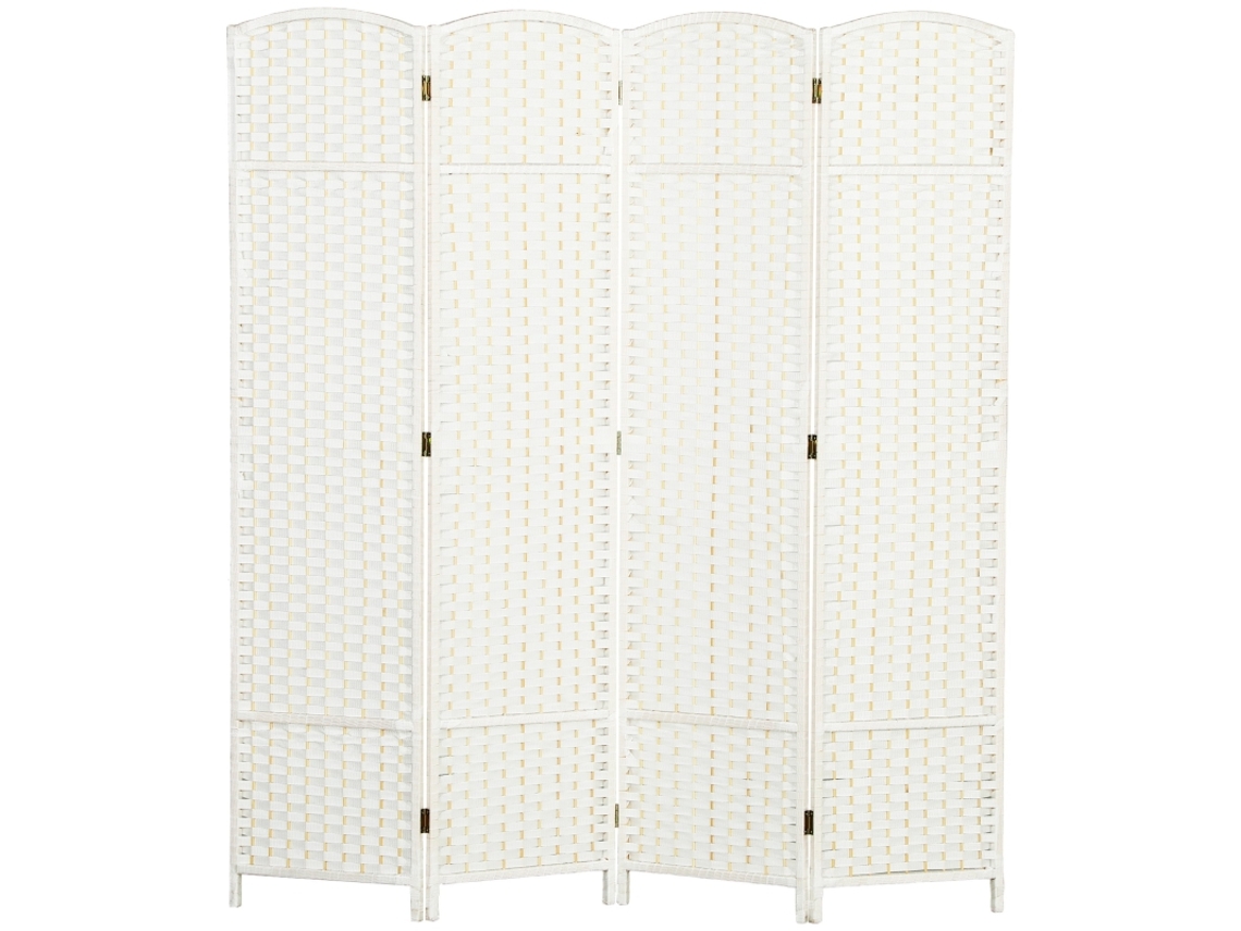 Paravente 4 Peças Branco Dobrável Para Sala Quarto Home Office