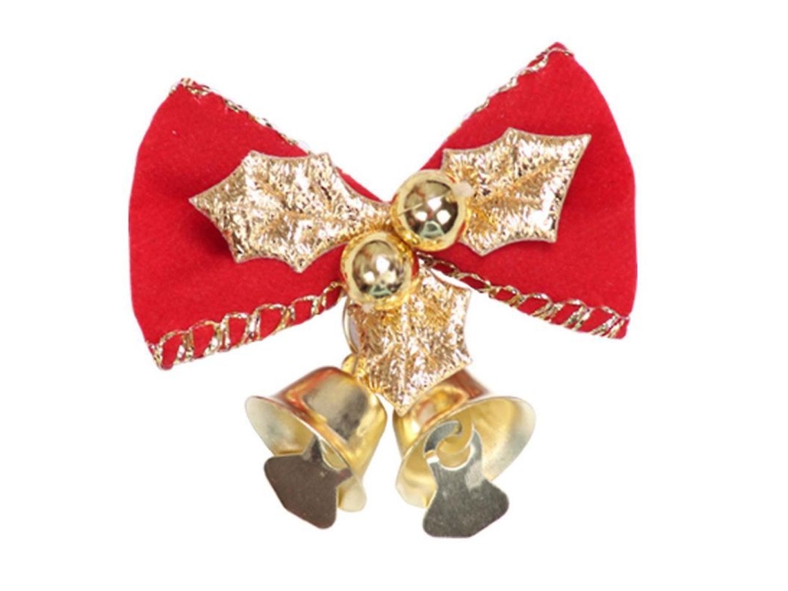1/10 Lazos Navideños Con Campanas Decoración De Hogar Fiesta Árbol Ornamento Navidad 1unidad Folhas Douradas