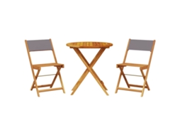 Conjunto de 3 Pcs de Bistrô em Tecido e Madeira Maciça Antracite MAISON EXCLUSIVE