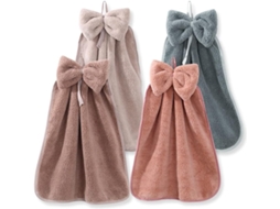 Conjunto de 4 Toalhas de Pendurar com Alças, em Microfibra de Fleece Coral AQUAFORGE