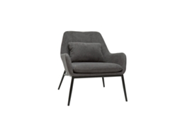 Poltrona Moderna Com Tecido Efeito Veludo Cinza Escuro E Metal Preto Maxine MILIBOO