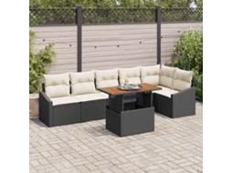 Vidaxl Conjunto De Sofá De Jardim 7 Unid. Preto Rattan Sintético