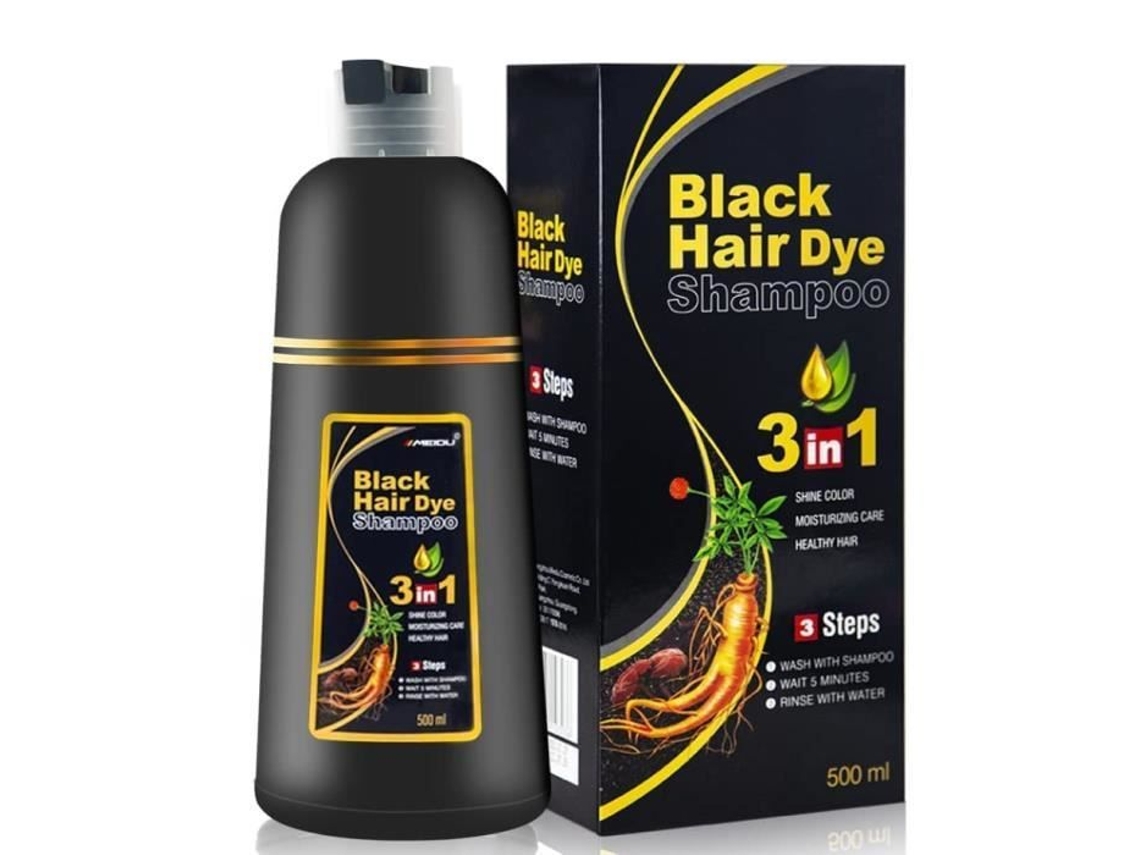 Shampoo Colorante Instantâneo Preto Para Cabelos Brancos - Shampoo Tintura Fácil 3 Em 1 - Cobertura De 100 Dos Grisalhos - Coloração Herbal Em Minuto