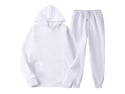 Conjunto De Calças De Moletom Com Casaco Com Capuz E Cordão Para Homem - Confortável E Estiloso Para Várias Ocasiões Branco