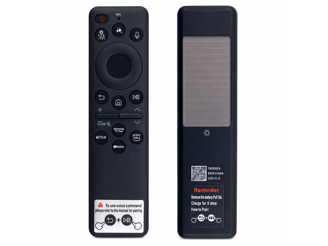 Comando À Distância Solar Com Voz Para Tv Samsung, Recarregável Usb-c, Compatível Bn59-01480a_zhd