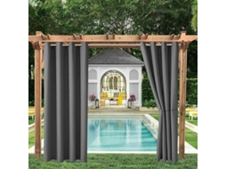 Cortina Blackout Térmica, Para Varanda, Jardim E Banheiro, Ilhós, Privacidade, Proteção Uv, Resistente Vento, 2 Peças, 132 X 238 Cm, Cinza