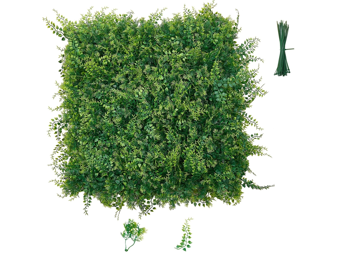 Muro de Plantas Artificiais Conjunto de 12 Pçs 508x508 Mm Painéis Falsos de Buxo Vegetação VEVOR (508x508 mm)
