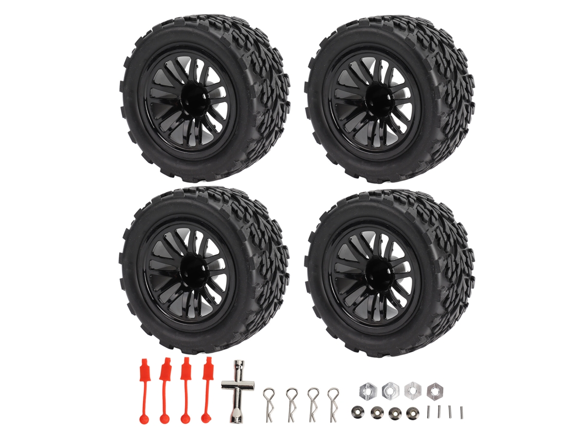 Mali 4pcs Pneus Rc 12mm Hex para Caminhão Off Road Short Course 1/10 Traxxas Slash Preto