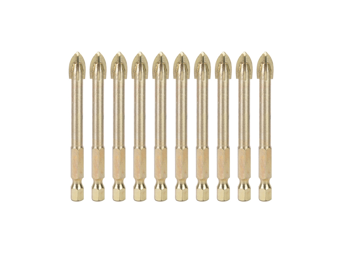 Brocas De Perfuração Triangulares Torcidas Com Cabo Hexagonal De Carbeto Para Telhas Cerâmicas 8mm (10pcs)