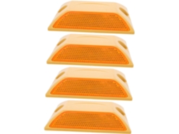 Conjunto de 4 blocos refletores de plástico amarelo para controle de velocidade, fáceis de instalar.