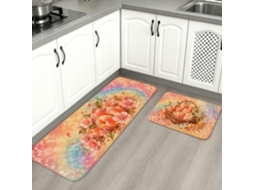 Tapetes de Cozinha Florais, Com Design Clássico e Artístico de Flor Pêssego, Macios, Com Mola Amortecimento