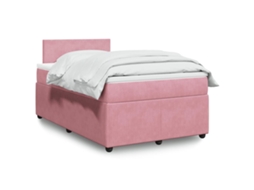 Vidaxl Cama Boxspring Com Colchão 120x200 Cm Veludo Rosa