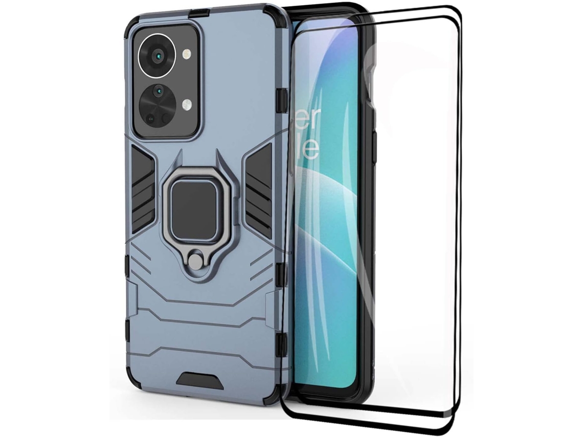 Capa Antichoque Anel Giratório Proteção Pctpu Vidros Para Oneplus Oneplus Nord 2t Hongwe. Resistente Azul