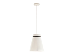 Candeeiro Suspenso Broughton E27 Abajur Em Tecido Branco E Aro Preto Lux.pro