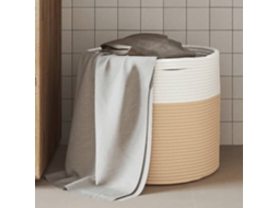 Cesto de Armazenamento Bege e Branco Ø40x35 Cm em Algodão BRILVIBERA