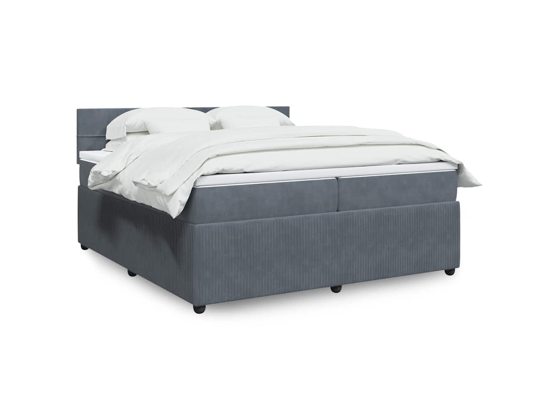 Vidaxl Cama Com Molas/colchão 200x200 Cm Veludo Cinzento-escuro