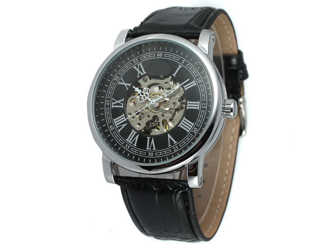Reloj Mecánico Automático Hombre Impermeable Forsining Pulsera (negro Plata)