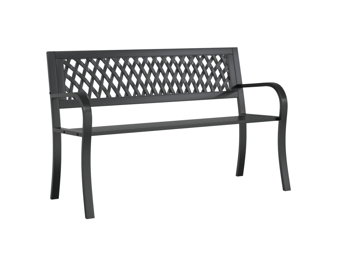 Banco de jardim VIDAXL Preto Aço (120x53x75 cm)