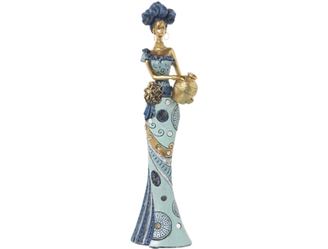 Figura de Resina Africana Azul/Dourada