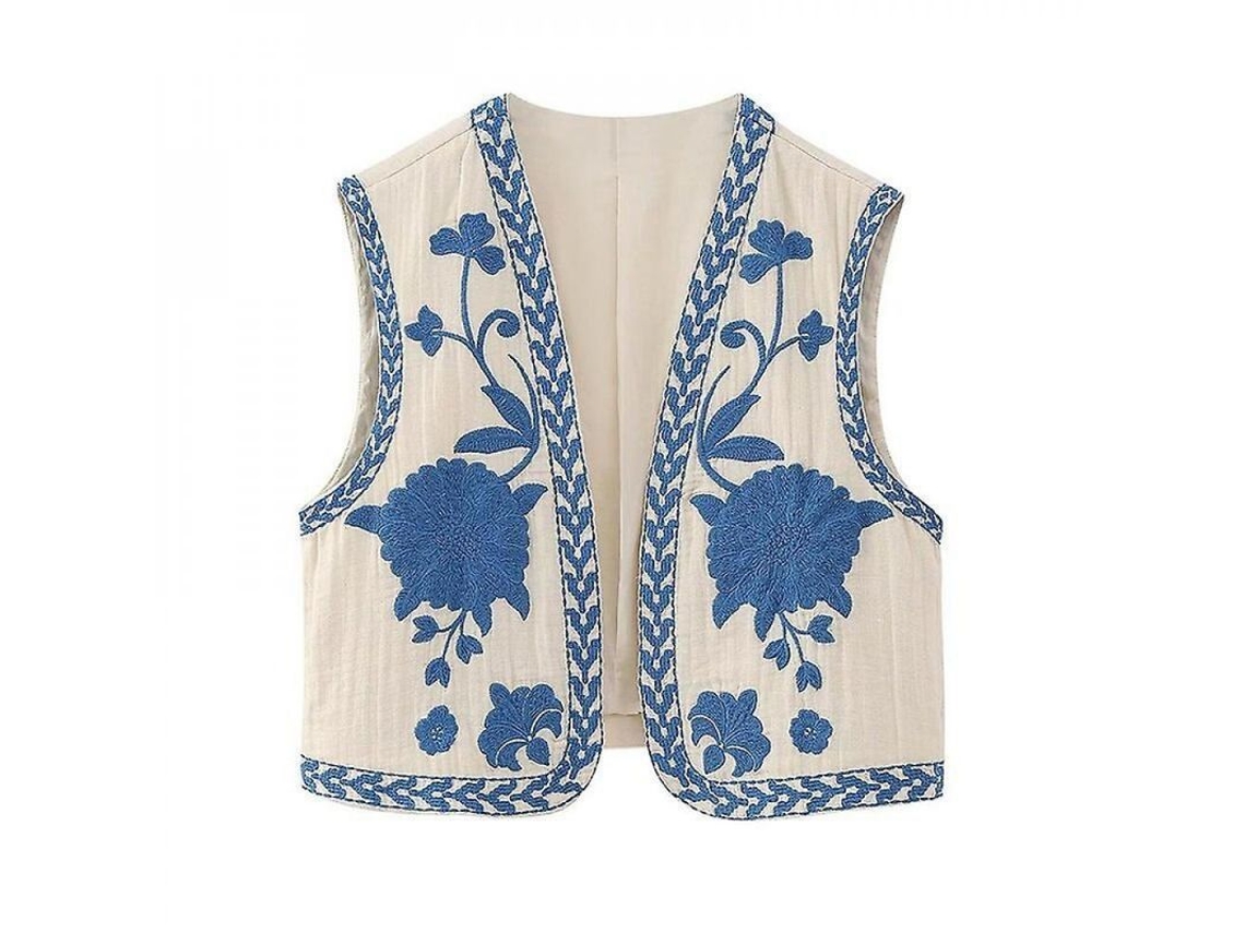 Rebe-chaleco De Mulher Estilo Étnico Com Bordado Floral Vintage De Manga Curta Para Verão Casual L Estilo-2