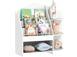 Estante Infantil Com 7 Prateleiras Para Livros E Brinquedos, Bordas Arredondadas, Suporta Até 40 Kg, Branca.