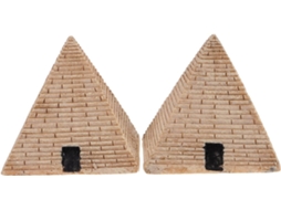 Conjunto 2 Estatuetas Decorativas Resina Formato Pirâmide Design Criativo Misterioso Decoração Escritórios GOKOCO