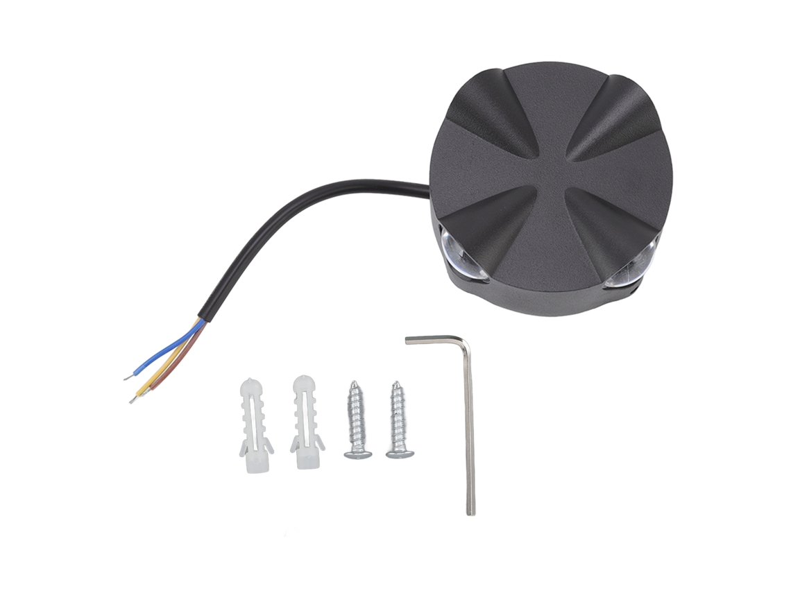 Lâmpada de Parede Circular Led Industrial Alumínio Preto 4w Interior Exterior Jardim Armário