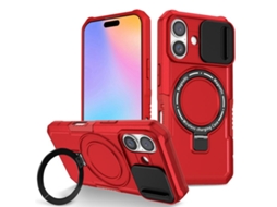 Capa Zruxe Compativel Com Iphone 16 Plus (sliding Camshield - Magsafe - Tpu - Pc - Vermelho)