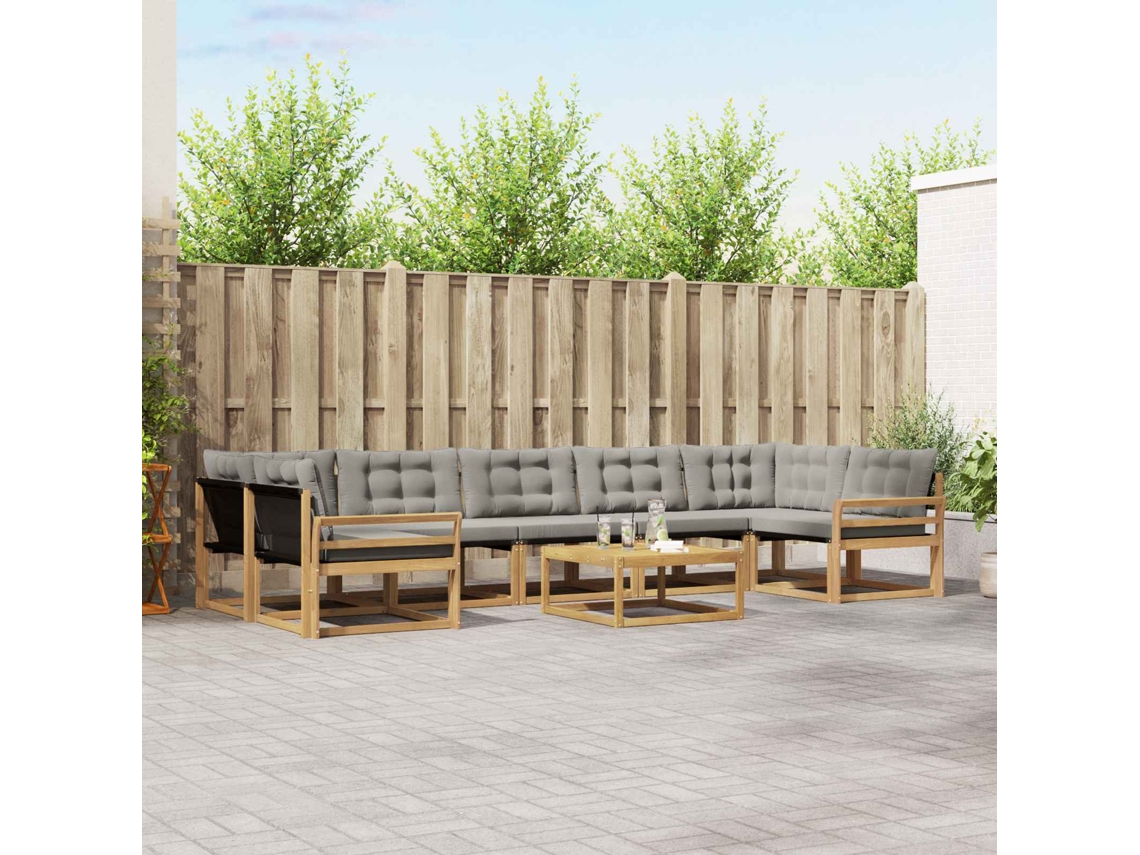 Vidaxl Conjunto De Sofás Para Exterior 8 Unid. Branco E Cinzento-claro