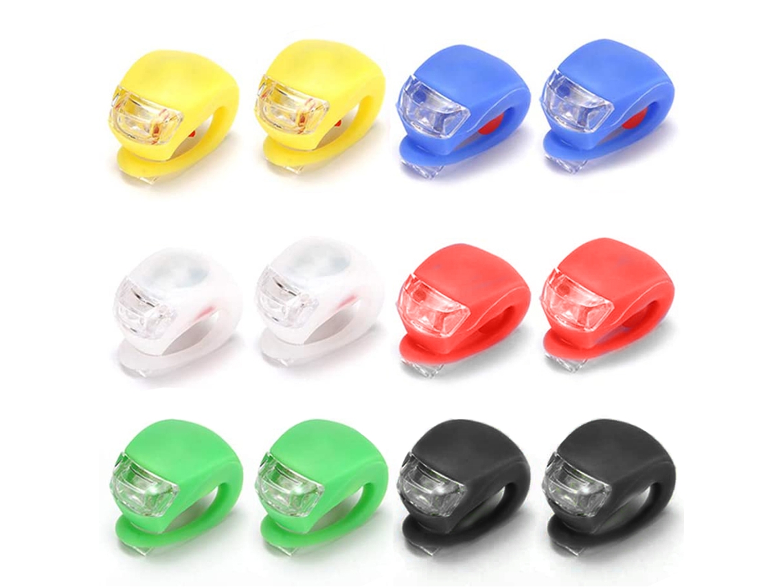 6 Peças Lâmpadas LED de Segurança para Ciclismo Noturno com Sinalização Frontal e Traseira Sapo Geométrico | S/MARCA
