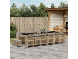 Vidaxl 11 Pcs Conj. Jantar Jardim C/ Almofadões Vime Pe Bege Misturado