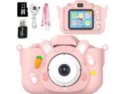 Mini Câmera Infantil Rabbit 4800w Pixel 2.0 Polegadas Tela Ips Câmera Dupla 64g Rosa Brilvibera