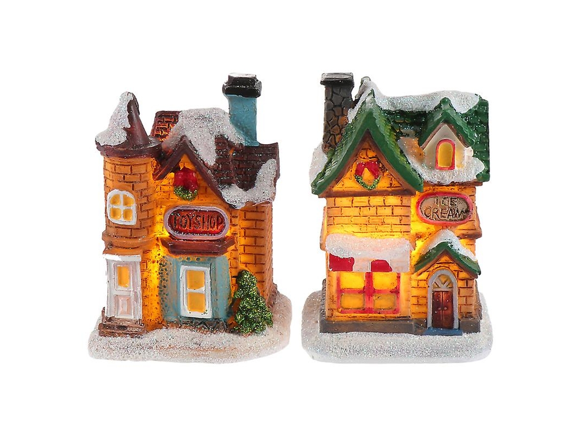 2 Peças de Mini Casa Luminosa de Natal ALLINLESS