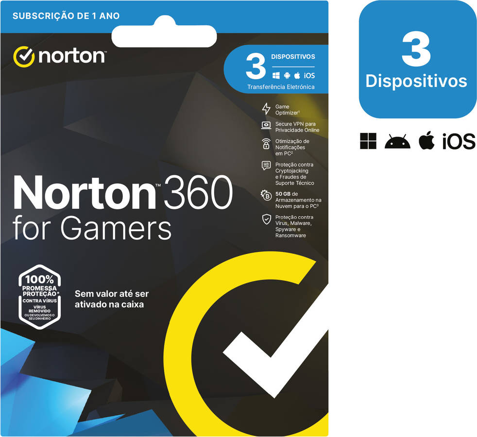 Software NORTON 360 Gamers (3 Dispositivos - 1 Ano - Windows e Smartphone - Formato Digital)