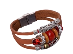 Pulseira Estilo Punk Vintage Em Material Falso Couro