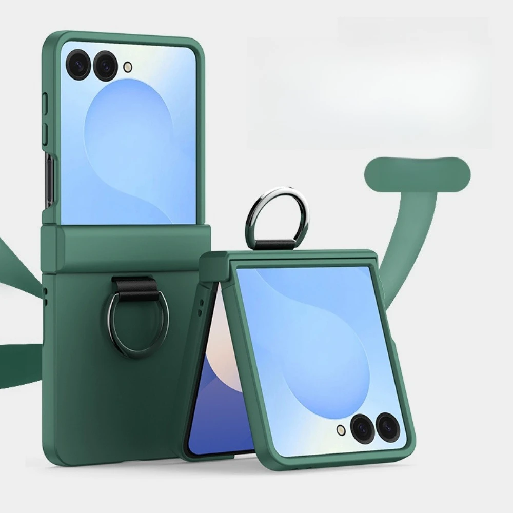 (verde, Galaxy Z Flip 7) Capa Rígida De Policarbonato Com Anel, Proteção Da Dobradiça Central, Resistente A Impactos E Quedas