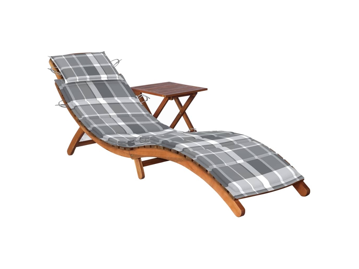 Sunlounger With Table, Sunloungers With Tables Vidaxl Cinzeto Madeira De Acácia (n/a)