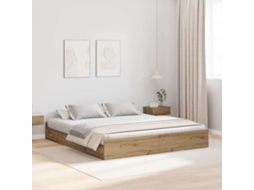 Vidaxl Estrado De Cama Com Arrumação Carvalho Artesanal 180 X 200 Cm