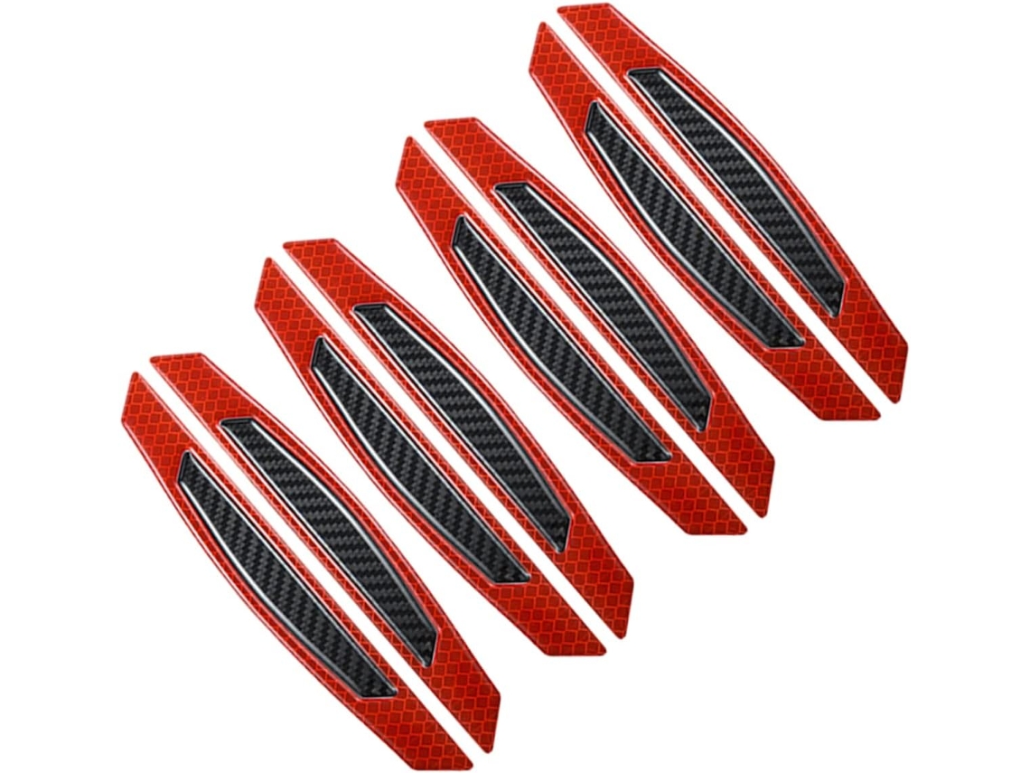 Conjunto De 4 Adesivos Refletivos Anticolisão Para Segurança Automotiva, Nas Cores Vermelho E Preto.