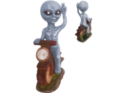 Decoração Alienígena Solar Genérica Pequena Figura de Fantasia Feita de Resina com Luz Solar Integrada, 10,5 X 19,5 X CHABERLU