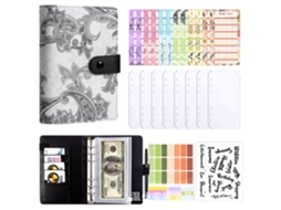 Creative Paisley Pattern A6 Budget Planner Notebook, Macaron Color Binder, Black Cover With 8-zipper Pockets, Includes