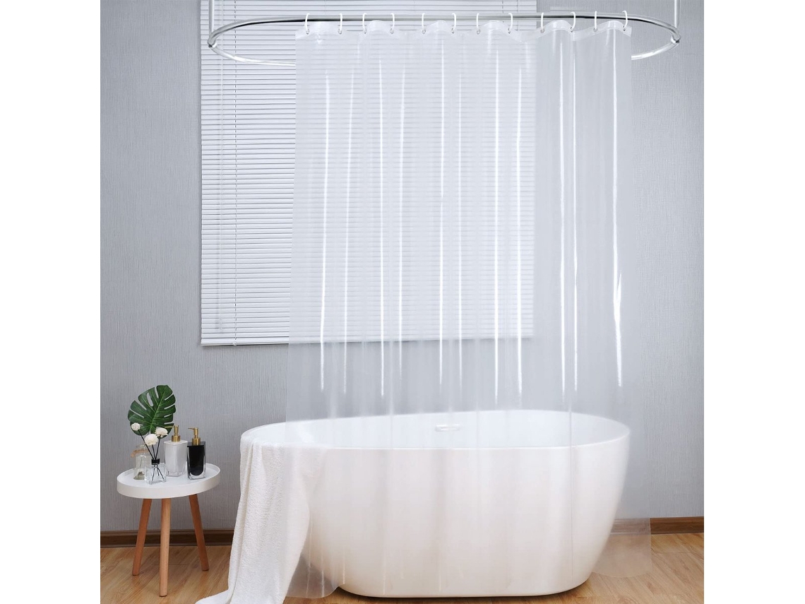 Cortina de chuveiro ZYBLSSBB, à prova de mofo, transparente, com anéis, à prova d'água, 180x200cm